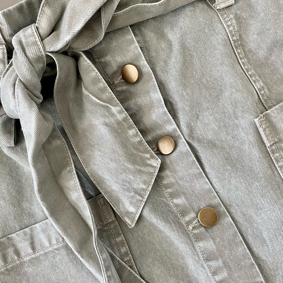 Olive Denim Cotton Pocket Skirt - Picture 3 of 5